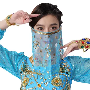 Yüz peçe oryantal dans kostümleri örgü yüz peçe boncuklu püsküller köpüklü payetler ile kadınlar ve genç kızlar için EIG88