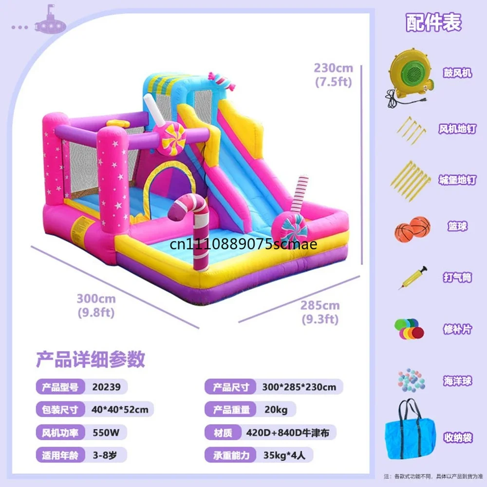 Inflatable Castle, Household Indoor and Outdoor Inflatable Naughty Castle, Small and Medium Trampoline view 4