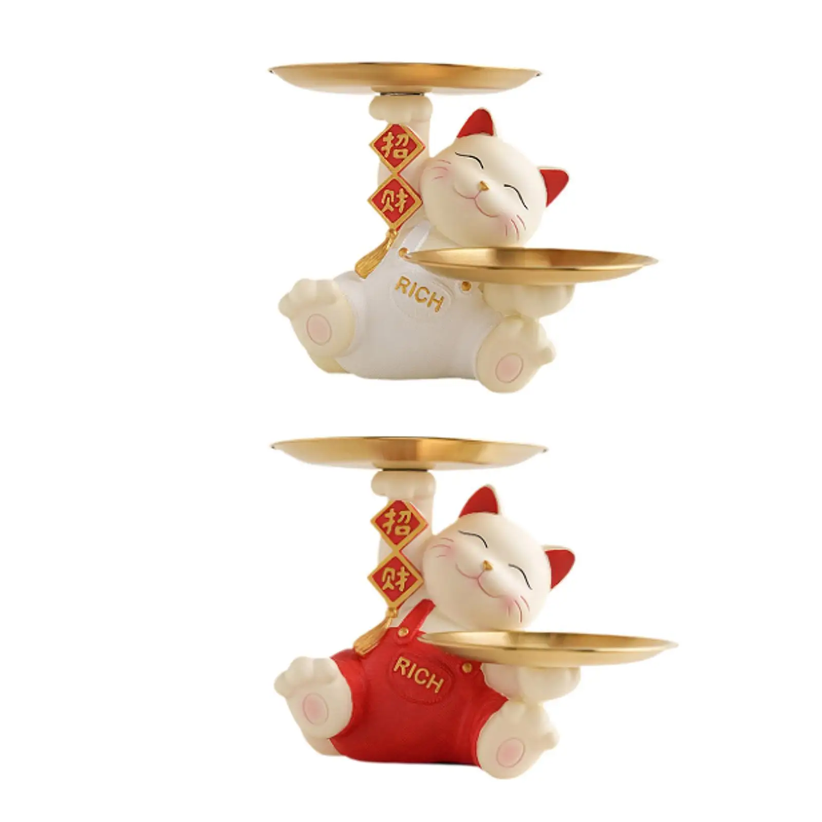 Cute Lucky Cat Statue Craft Creative Figurine for Office Bathroom Bookshelf