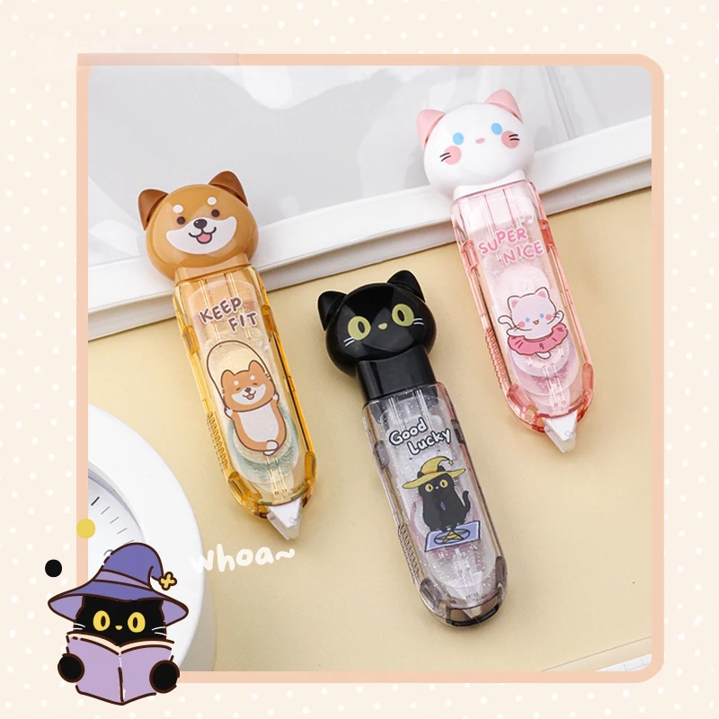

1/4pcs Cute Animal Press Type Glue Tape Cartoon Design Mini Portable Sized 5mm*6m Pen Shape DIY Paper Work Art A3172