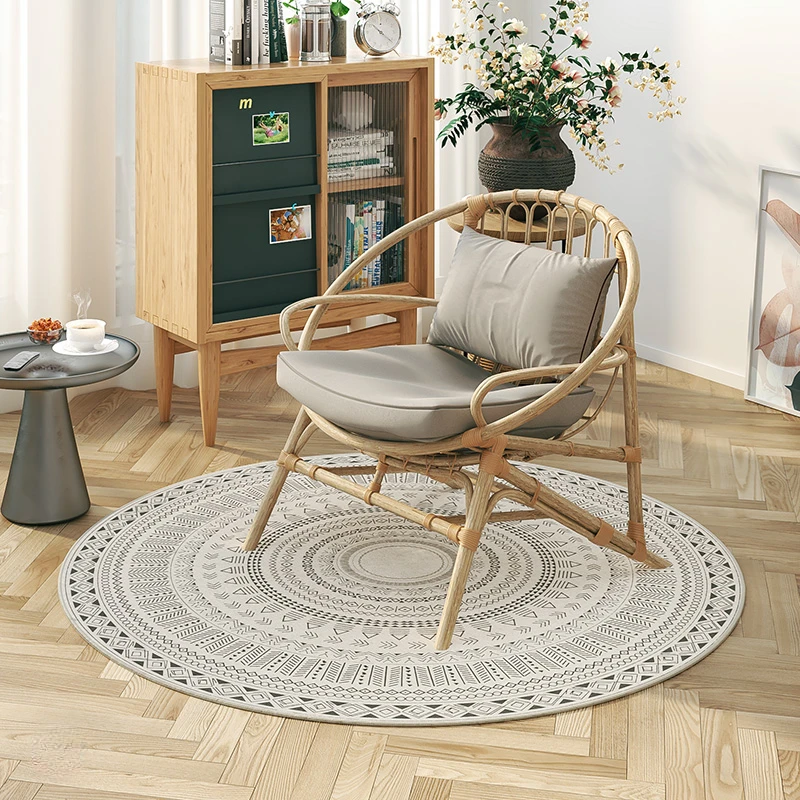 Morocco Round Carpet Lounge Chair Area Rug Soft Non-slip Light Color Living Room Decoration Carpets Washable Cloakroom Floor Mat