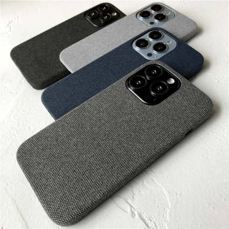 Ultra thin Non slip cotton linen fabric Texture Phone Cases For iPhone 16 15 14 13 12 11 Pro Max XS MAX XR X 14 Plus Soft Cover