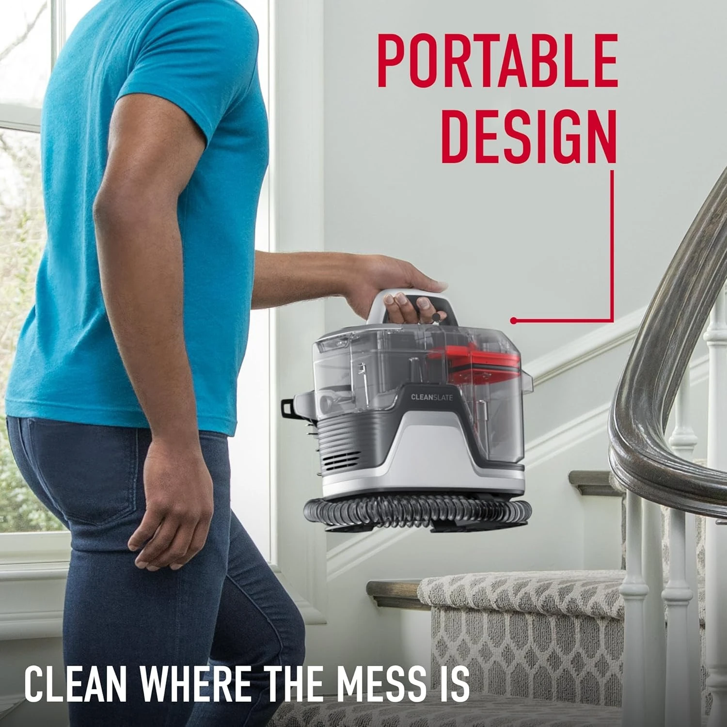 

Portable Carpet + Upholstery Spot Cleaner Machine, Powerful Suction with Versatile Tools,Pet Stain Remover,Car and Auto Detailer