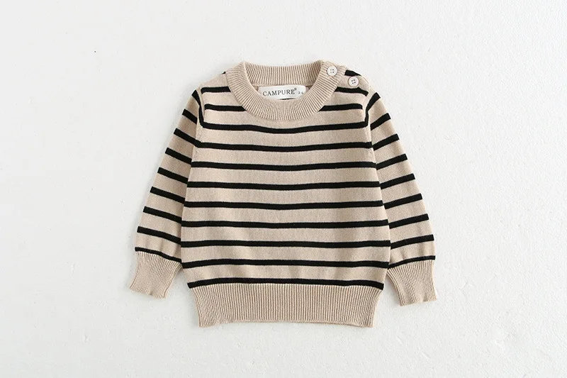Klassisches Frühlings-Baby-Sweatshirt mit Schulterschnalle, 0–3 Jahre, gestreifter Strickpullover für Kleinkinder, Mädchen und Jungen, lockere Basis, Tops, Pullover – Detail 15