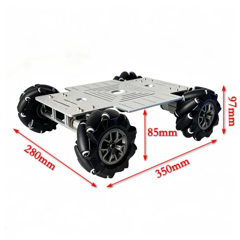 Carro Robô com Rodas Mecanum 4WD, Placa Grande de 330+240mm, Capacidade de Carga de 10-20Kg, Motor 12V para Arduino ROS, Chassi de Braço Robótico, Peças de Brinquedo para Kit DIY