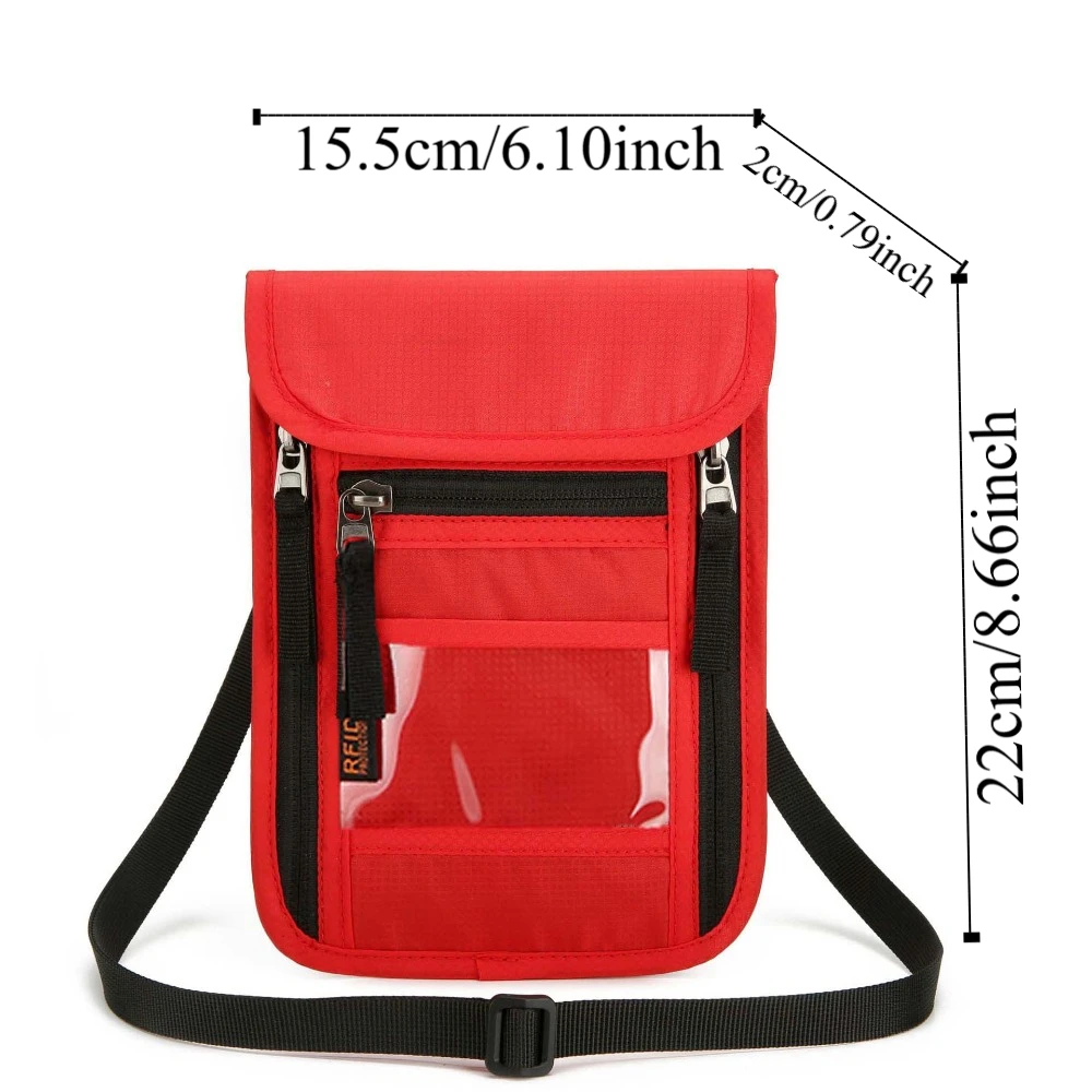 Borsa per passaporto RFID di grande capacità Portamonete anti-perdita Portafoglio da uomo in nylon Borsa per credenziali trasparente traspirante Quotidiano