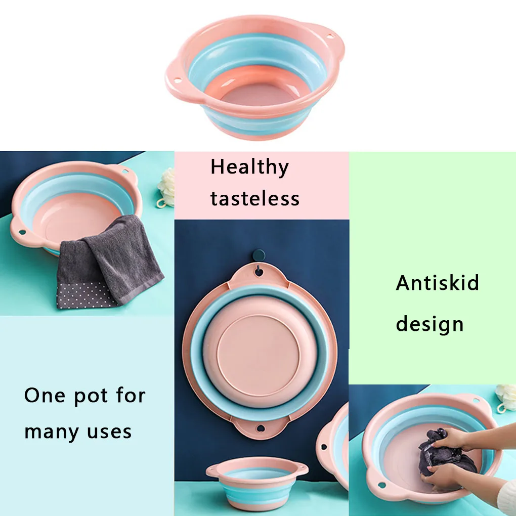 Folding Plastic Wash Basin Portable Travel Home Kitchen Bowl Hanging Washing Dish Foot Washbasin