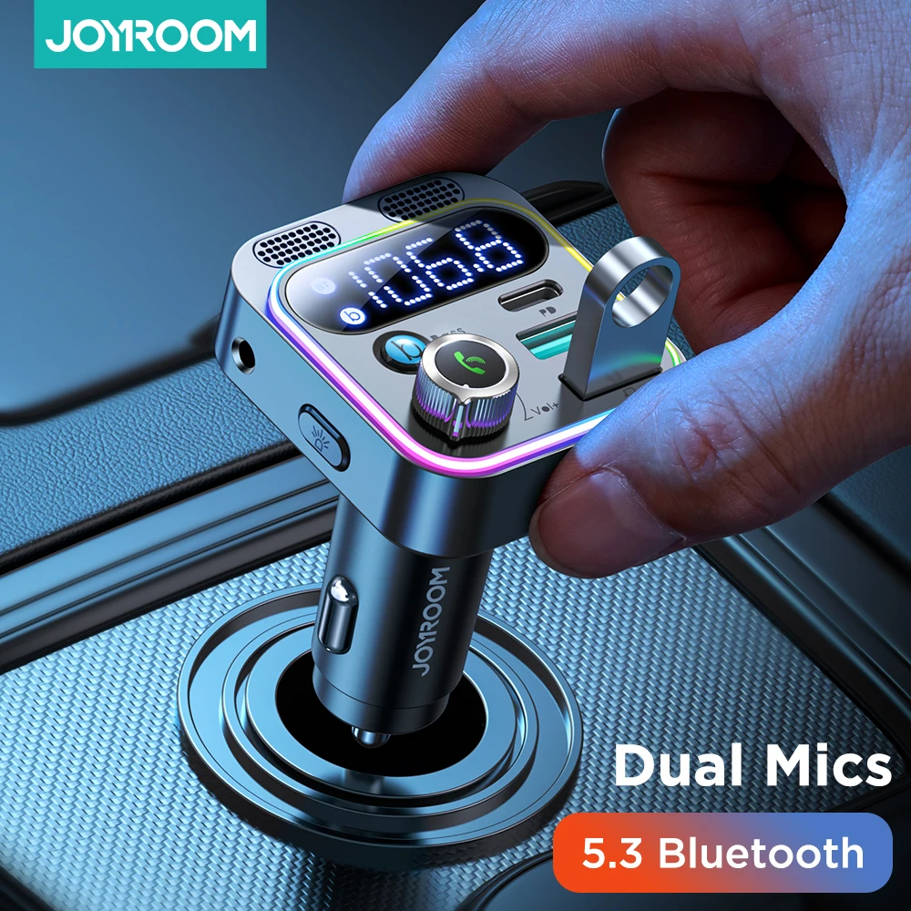 Joyroom Bluetooth 5.3 FM car adapter Transmitter audio Stronger Dual Mics Deep Bass Sound 48W PD&QC3.0 Fast USB Car Charger