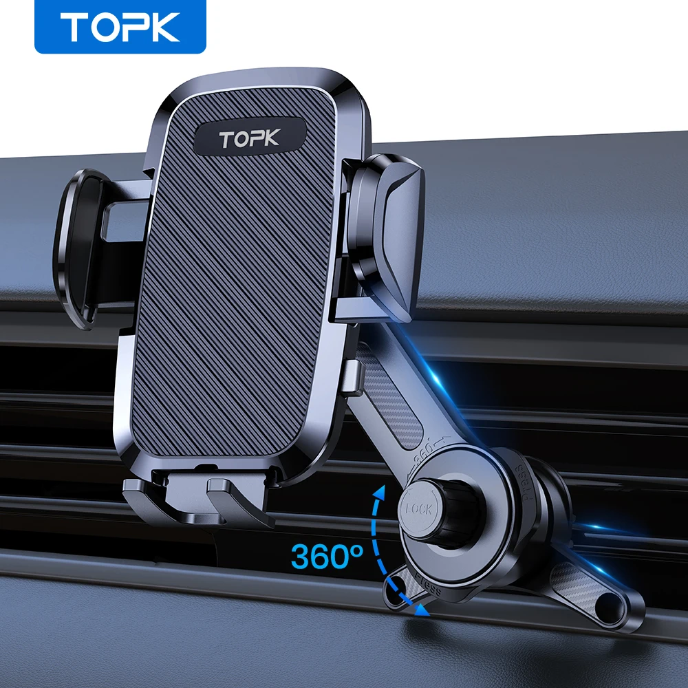 

TOPK D36T Metal Extension Hook, 360° Rotation, Easy Install, for Air Vent, Compatible with All Phone Models