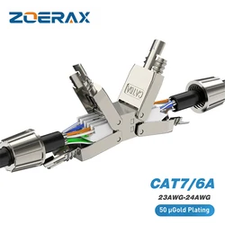 ZoeRax-extensor de Cable Cat6A Cat7, adaptador de unión, caja de conector RJ45, Conector de extensión de Cable Lan, sin Toolless, blindado completo
