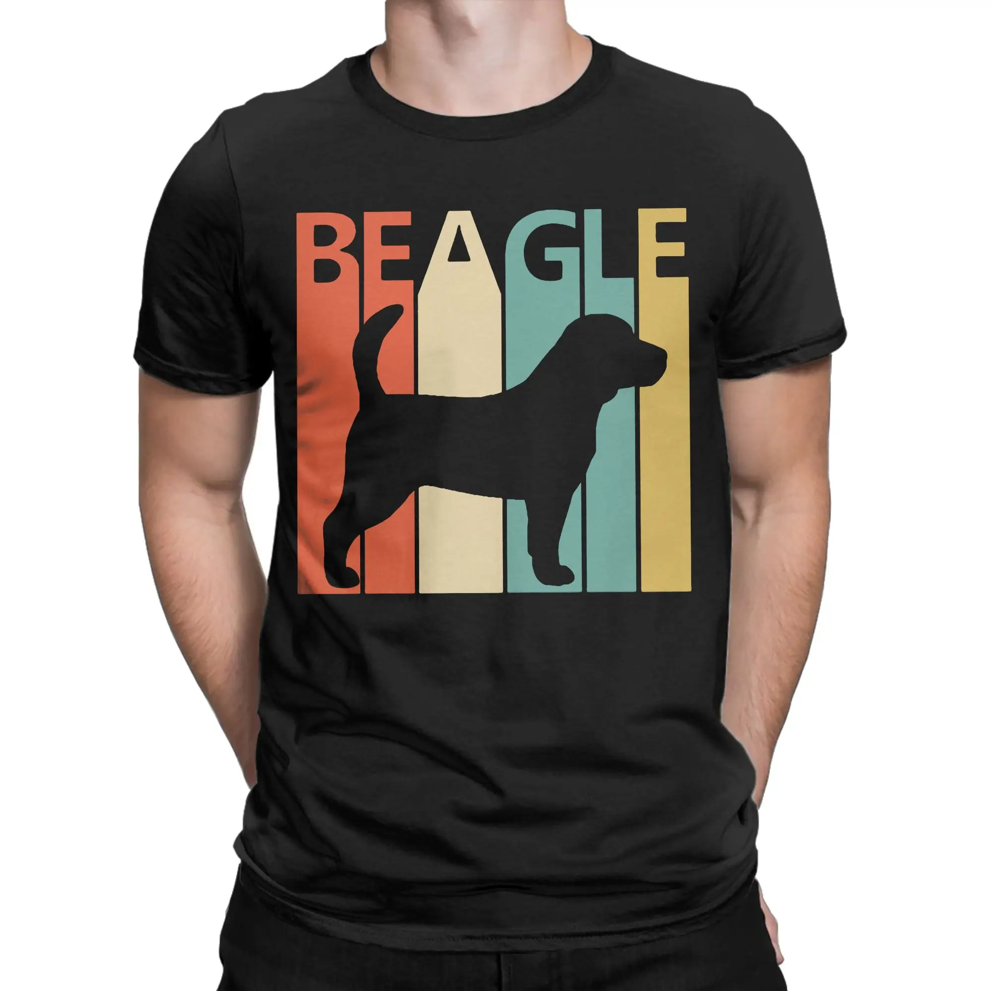 Vintage 1970s Beagle Dog Owner Gift T-Shirts for Men  Casual Cotton Tees Round Neck Short Sleeve T Shirts Party Clothes
