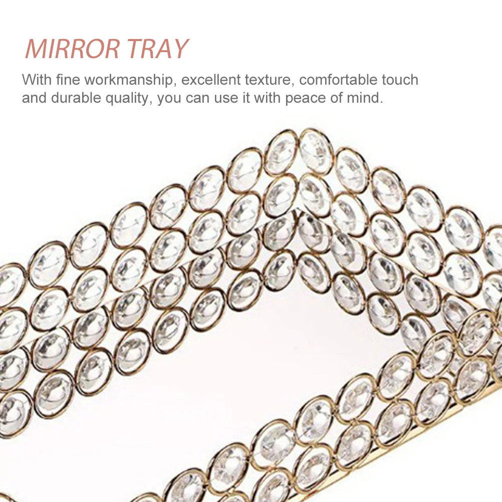 

Mirror Surface Crystal Jewelry Tray Elegant Organizer Vanity Tray for Bathroom Dresser Perfume Storage