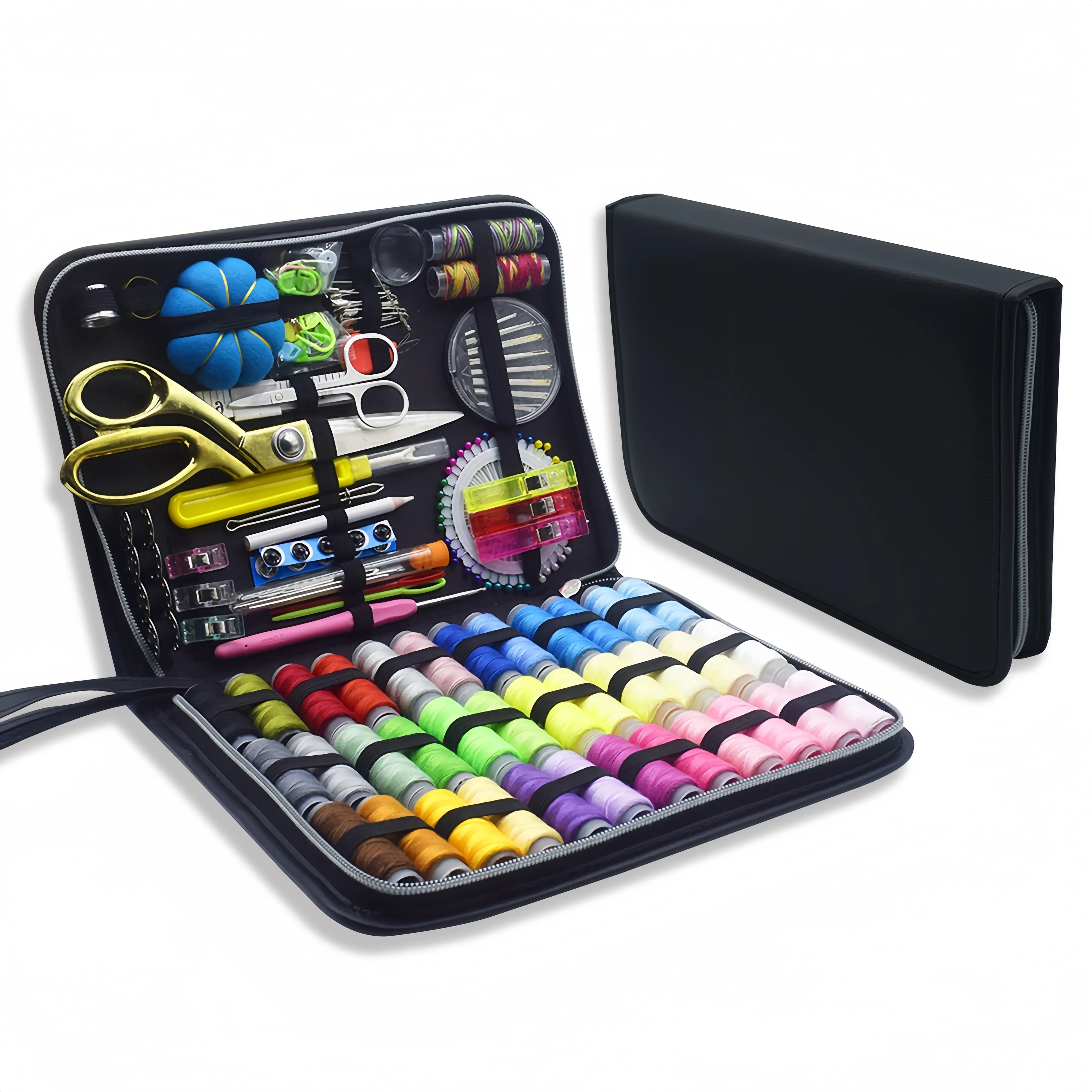 مجموعة خياطة كاملة مع خيوط وإبر ومقص وأزرار قياس الشريط والمزيد لمشاريع الحرف اليدوية ذاتية الصنع للمنزل والسفر