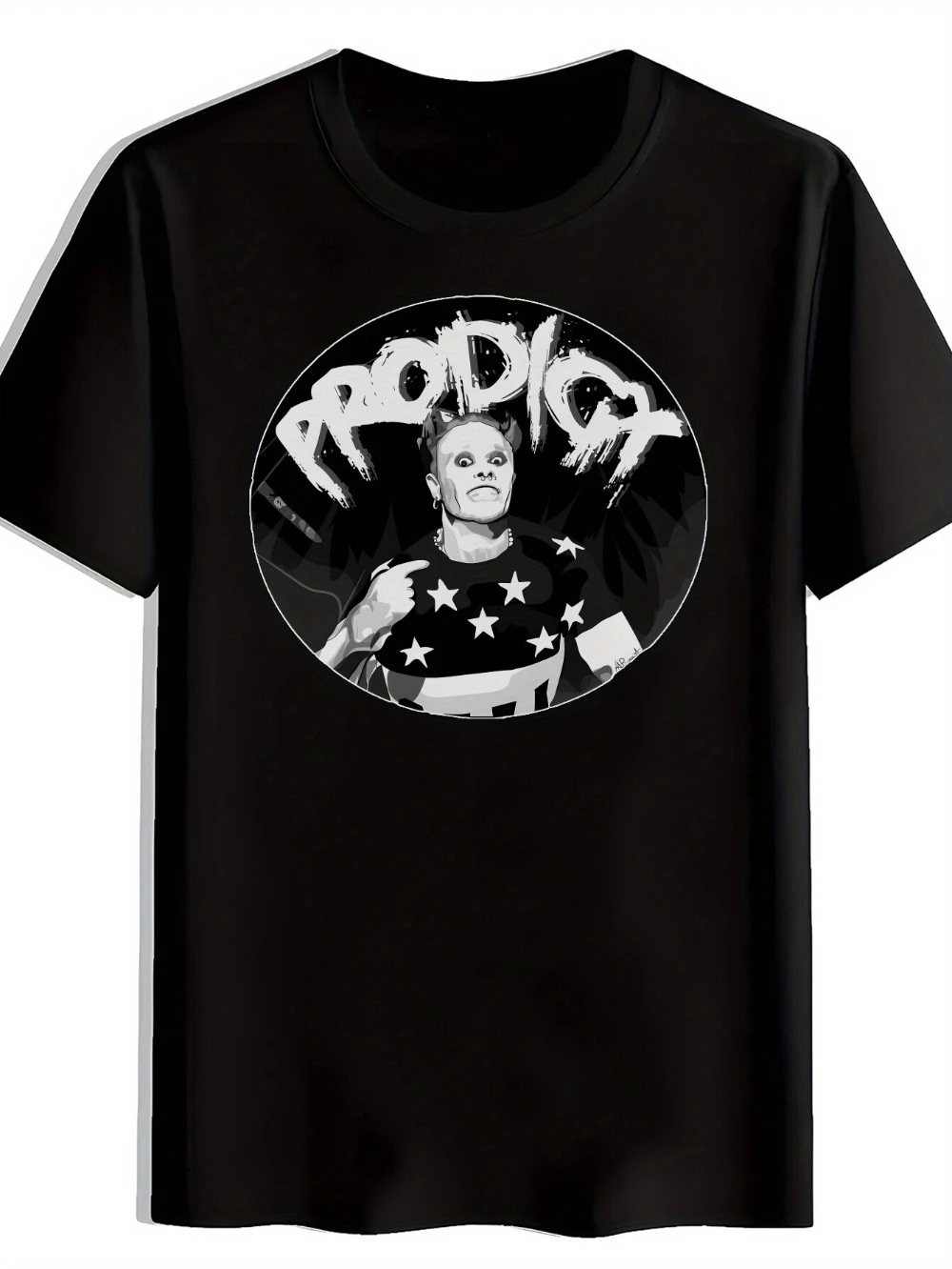 Men's PRODIGY Graphic T-Shirt Bold Text  Stars/Stripes Print, Loose Fit Oversized Tee Durable Shirt Suitable for Summer