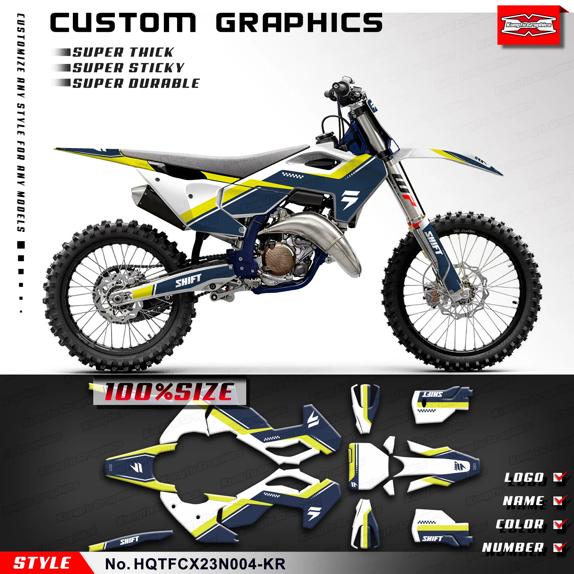 

KUNGFU GRAPHICS Enduro Sticker Decal Kit for Husqvarna TC125 TC250 FC250 FC350 FC450 / TX300 FX350 FX450 2023 2024