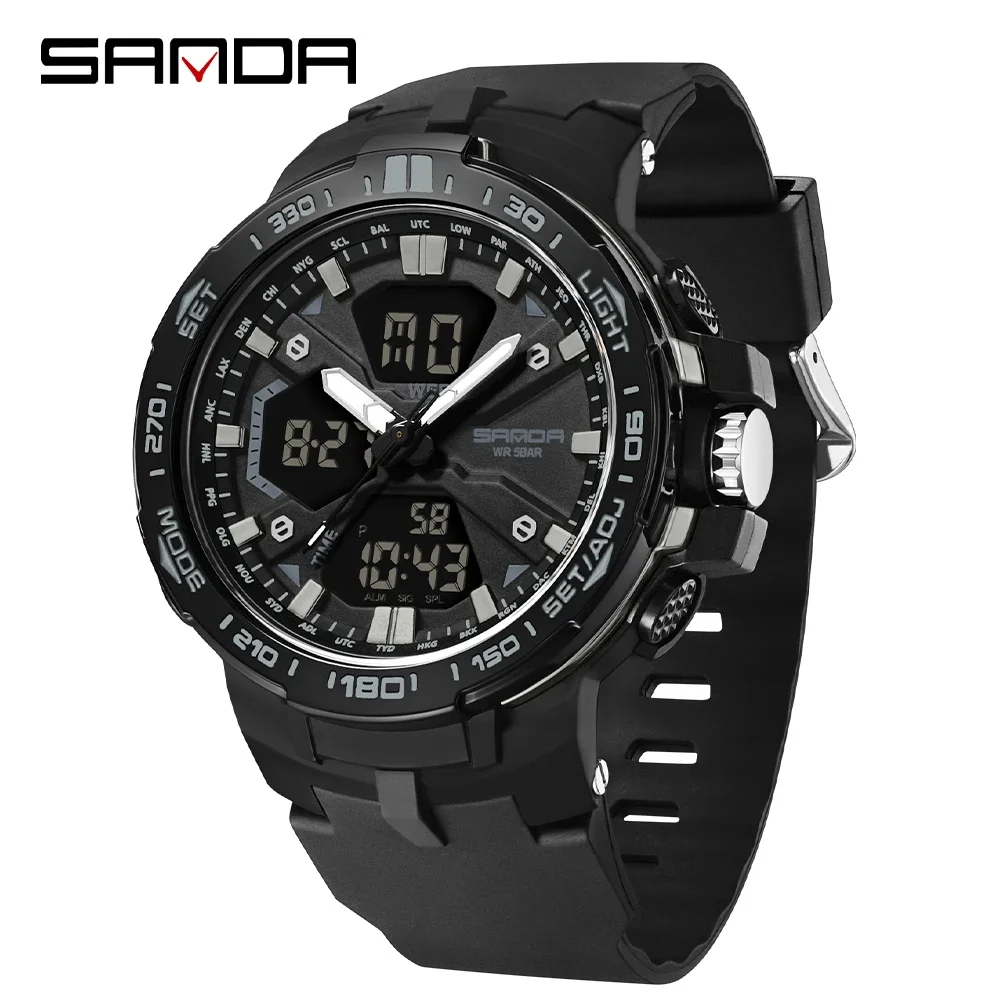 

SANDA 3333, новые модные мужские электронные часы для спорта на открытом воздухе, многофункциональные водонепроницаемые светодиодные студенческие цифровые электронные часы