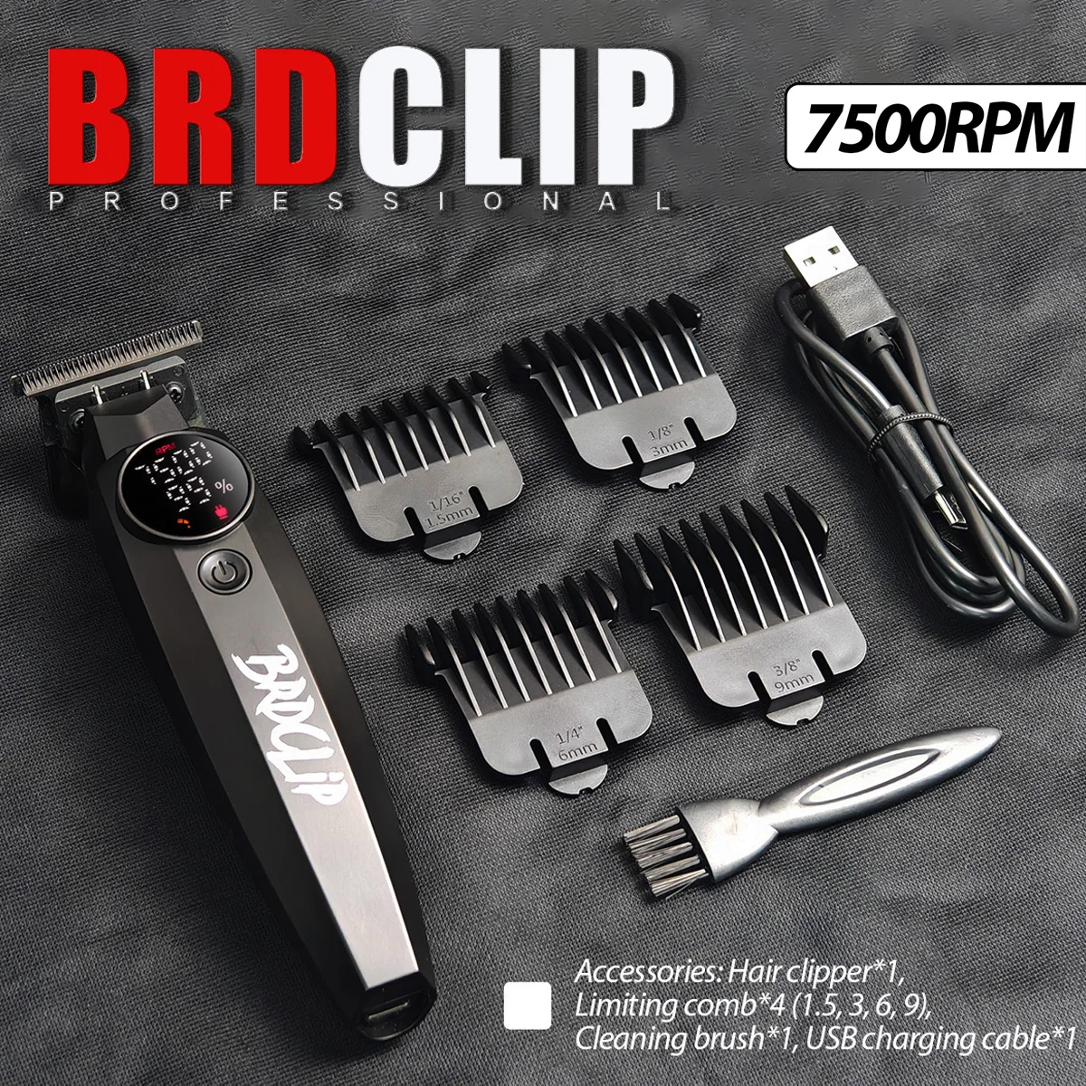 Professional BRDCLIP BRD-137 7500RPM High motor Hair Trimmer Electric Hair clipper DLC Ceramic Blade Finisher Machine for Man