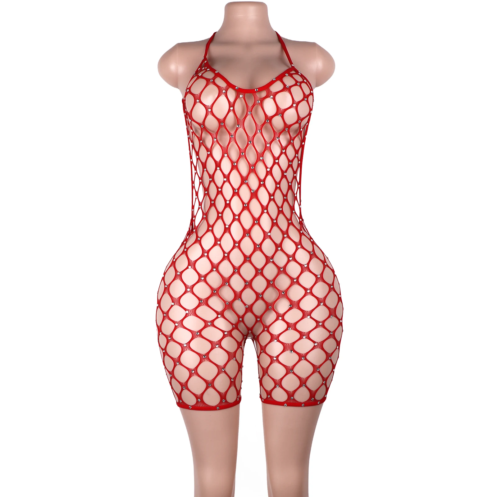 Rhinestone Mesh Shorts Oversized Net Stage Wear Exotic Stripper Outfit Sexy Nightlife Performance Costume Club Apparel Fashion view 5