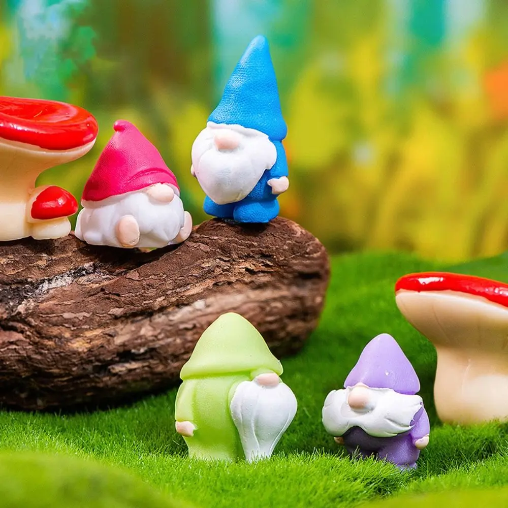 Multicolor Mini Gnome Figurines Resin Mushroom Pumpkin Garden Elf Ecological Bottle Moss Terrarium Desktop Knick-knack