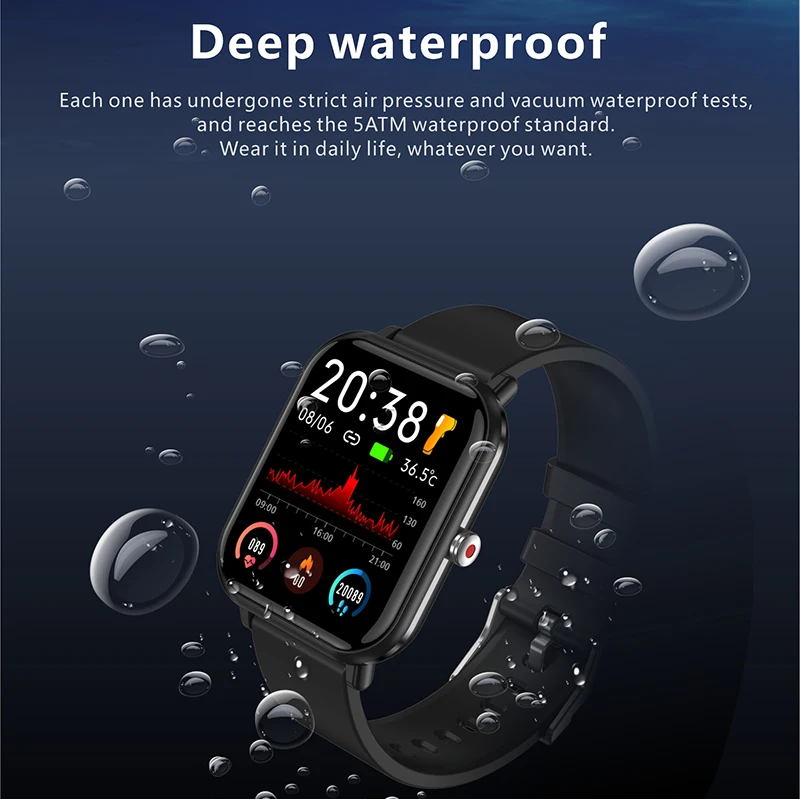 Original 5ATM Swim Smart Watch Body Temperature Monitor Music Control Sport Waterproof Smart Watch for Men Women Smartphone 2024