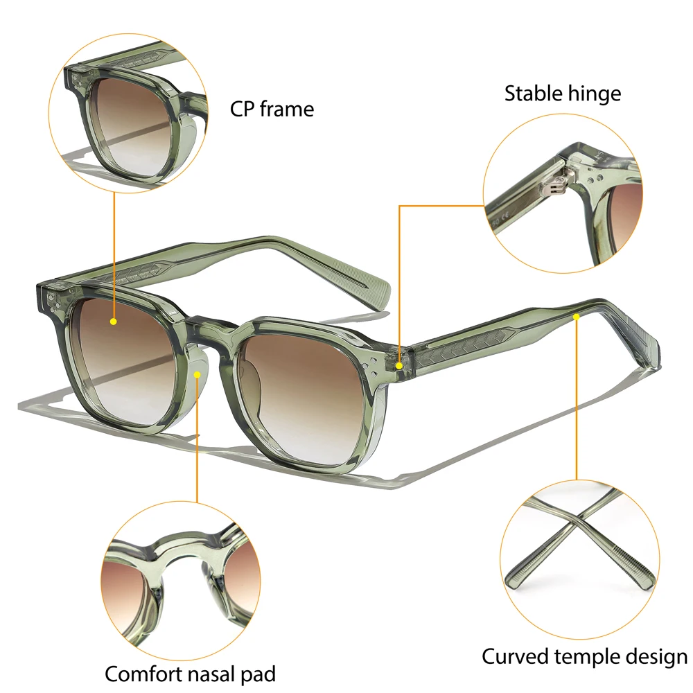 CATERSIDE Herren Retro Quadratische Sonnenbrille Hochwertiges Luxus-Design Sonnenbrillen Damen Fahren Reisen Strand Sommer Stilvolle Brille UV400 – Detail 1