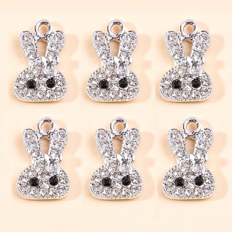 20 Stück 13x20mm Cartoon-Tieranhänger aus Kristalllegierung, Hasenanhänger für Schmuckherstellung, Anhänger, Halsketten, Ohrringe, DIY-Bastelzubehör – Detail 2