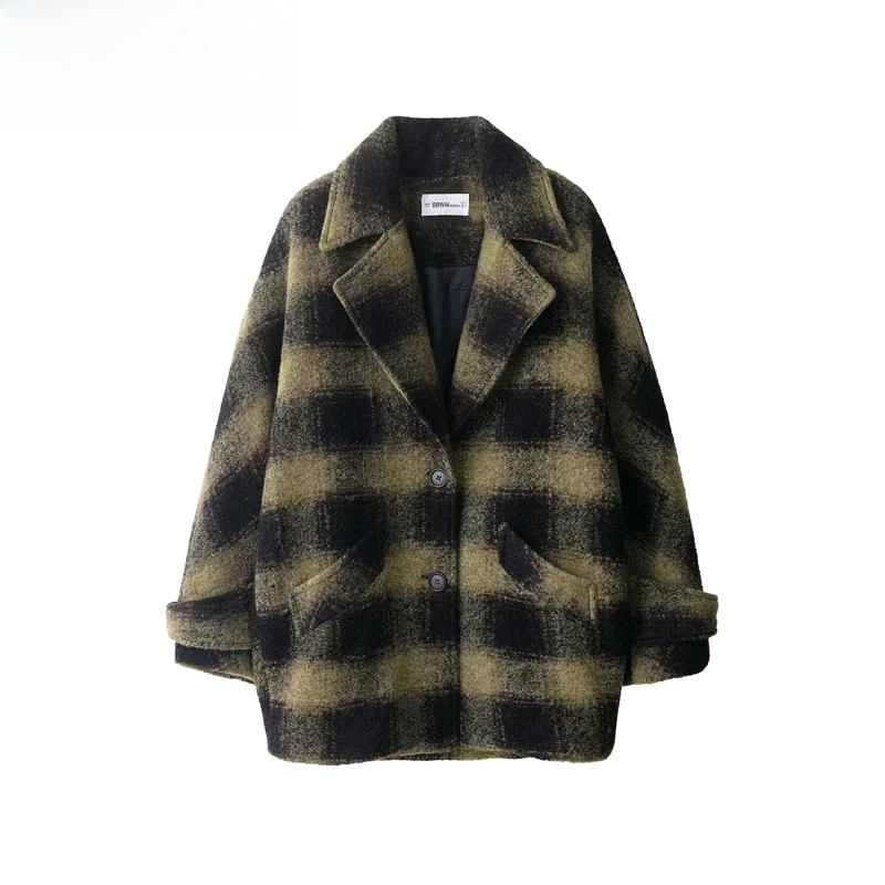 

Faionable Plaid ort Coat Women's Outerwear Street Sle Autumn 2025 Polyester Fiber 00% New Arrival Women's Coat