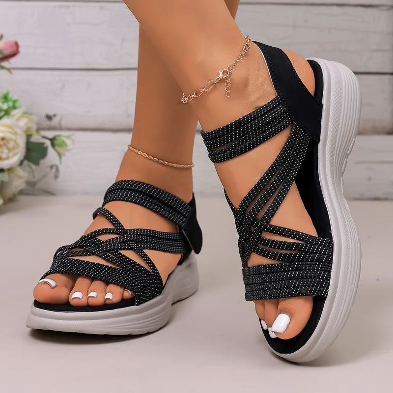 2026 Sommer Damen Römersandalen Modische Kreuzriemen-Designer-Sandalen Neue Low-Top Damen Outdoor Freizeit-Walkingschuhe 36-43 – Detail 12