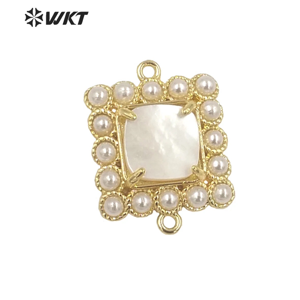 

WT-PC003 Новый дизайн, позолоченные 18 карат, двойные петли, металлический ободок с когтями, подвески из натуральной ракушки с жемчугом