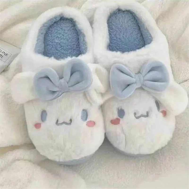 Cinnamoroll Plush Slippers Thick Keep Warm Cotton Slippers Non Slip Winter Home Slippers Holiday Gift Boys And Girls Outdoor