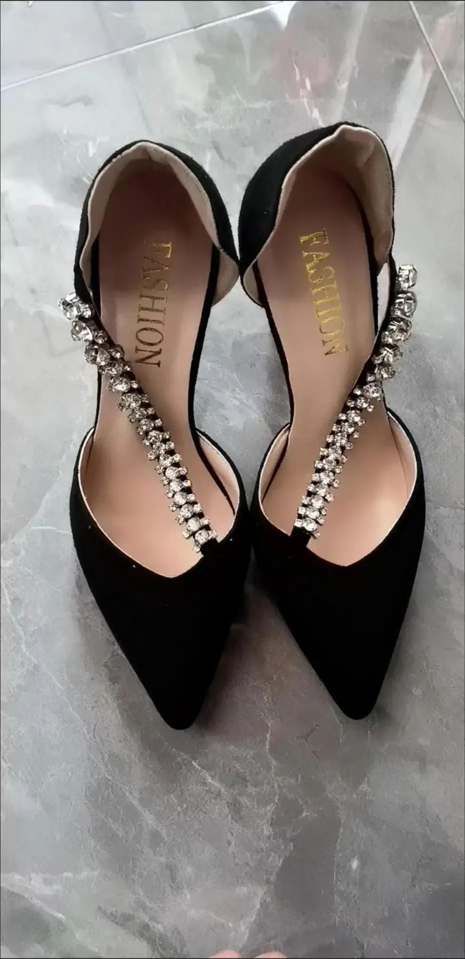 Fahsion Rhinester High Heels for Women 2024 Summer Woman Sandals New Pointy Thin Heel Party Black Sexy Single Shoes