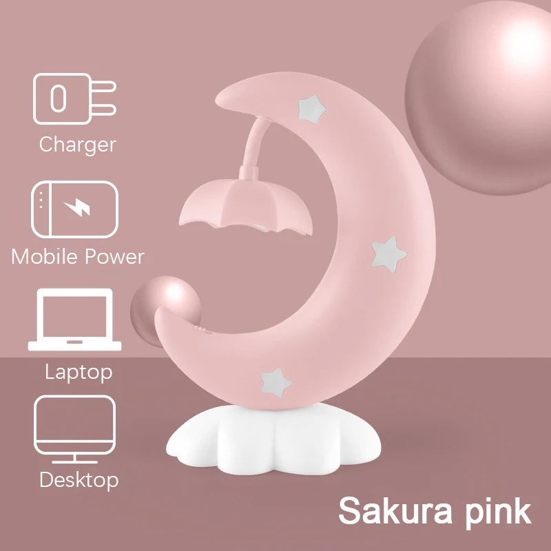 مصباح نجمة القمر مع ضوء LED USB قابل لإعادة الشحن ضوء الليل للأطفال الحضانة غرفة نوم مكتب ديكور لطيف ستار ضوء القمر هدية فكرة #5