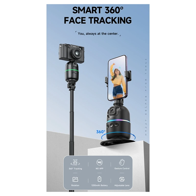 NEW P03 Pro 360 Rotation Gimbal Stabilizer AI Following Face Tracking Desktop Gimbal PTZ For Smartphone Live