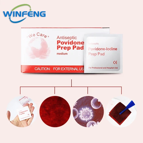 Imagen 2 del producto Almohadilla de intercambio de preparación de povidio-lodino portátil desechable, almohadilla de algodón húmedo para desinfección de heridas para supervivencia, primeros auxilios, viajes al aire libre, 10 Uds.