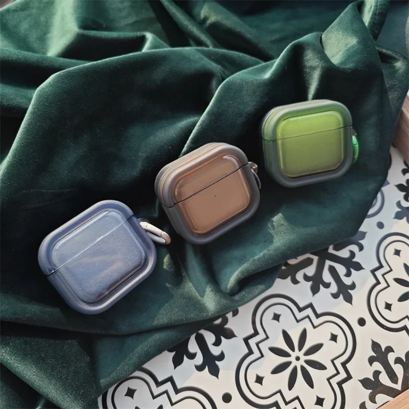 Чистый цветной прозрачный чехол для AirPods 4 Airpod 1 2 3 Pro Pro2, Bluetooth-наушники, зарядное устройство, защитный чехол для наушников