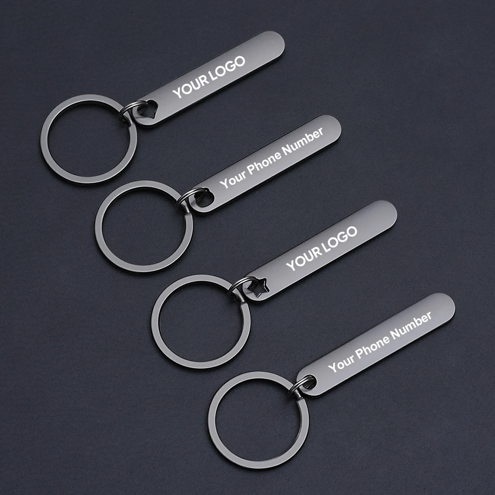 1PCS Free Customized Keychains Titanium Bar Keyring Personalized Laser Engraving Logo for Phone Number Name Car Key Chain Gifts