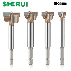 1pc Hex 1/4in Shank Forstner Drill Bit Hinge Boring Bit 10-50mm Hole Saw Cutter Tungsten Carbide Woodworking Tool