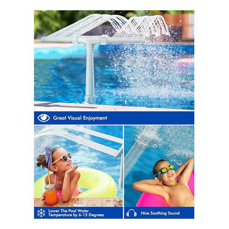 Double Head Swimming Pool Fountain Stand Pool Cooling Sprinkler System With Adjustable Height Pool Sprinkler Fountain Durable