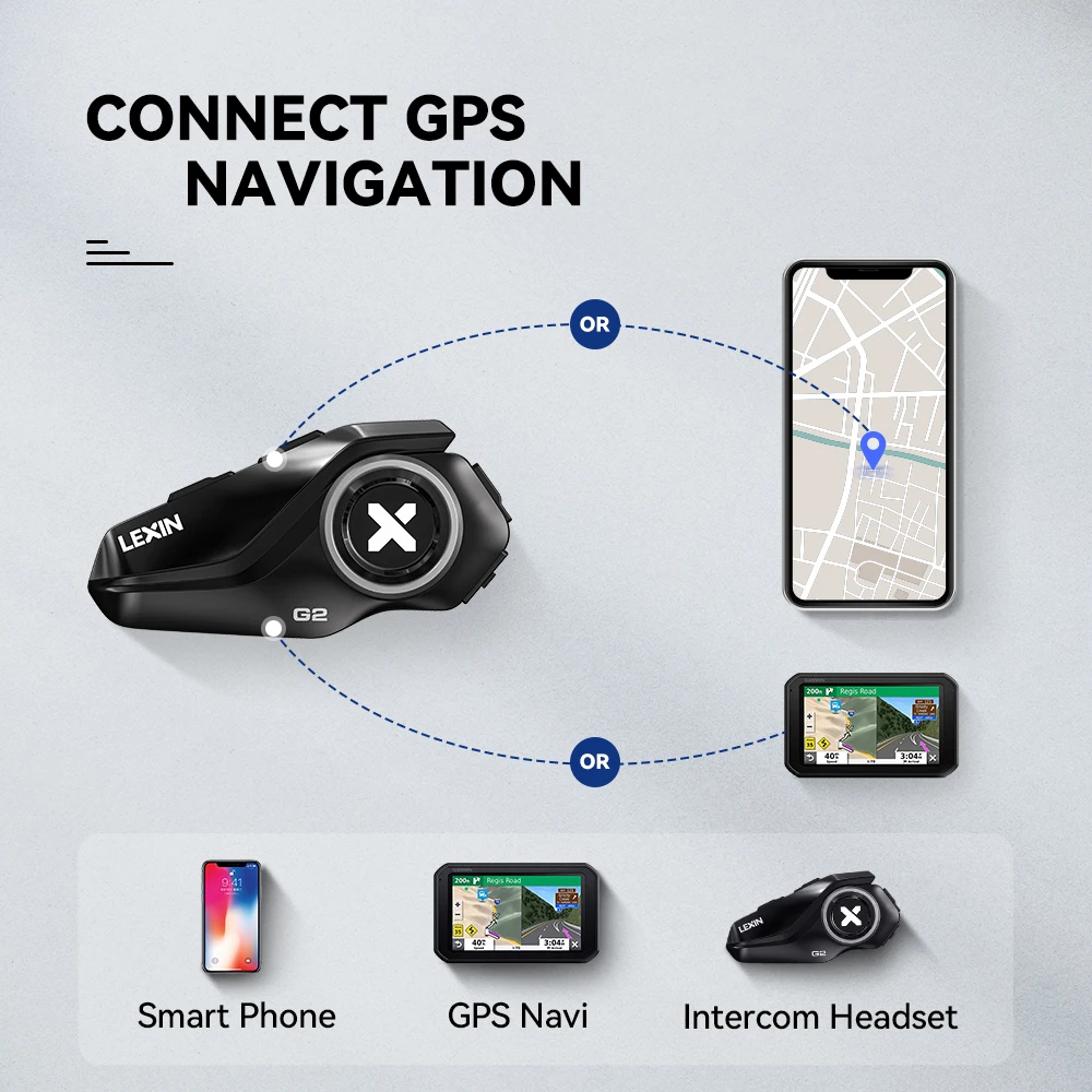 LEXIN-G2P Motorcycle Bluetooth Helmet Intercom Big Button Design &Up To Pair 6 Riders,Exchangeable Pattern Shell ,DSP