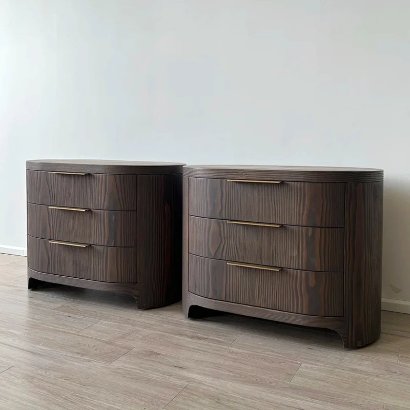 Bedside Tables - Faux Old Wooden Bedside Tables with Hidden Storage 