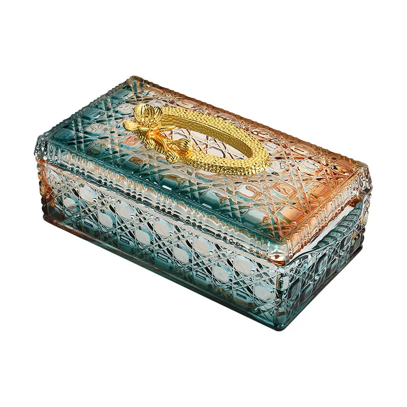 

European high-end crystal glass tissue box, high-end hotel household paper box, napkin storage