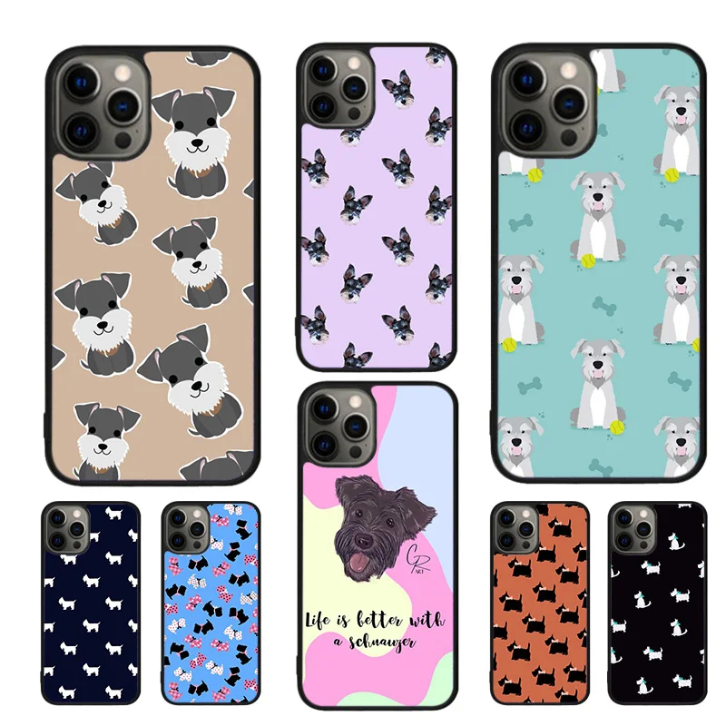 Cartoon schnauzer dog Mobile Phone Cases Cover For iPhone 16 15 14 12 13 mini 11 Pro MAX apple 6 7 8 Plus SE2020 Coque