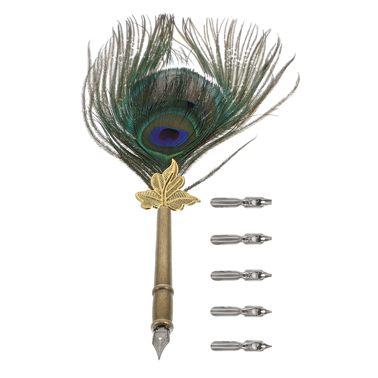

Dip Pen Set Quill Metal CA093035P Dual Peacock Nibs 0.5mm Smooth Ink Flow Birthday Business Gift Student Stationery