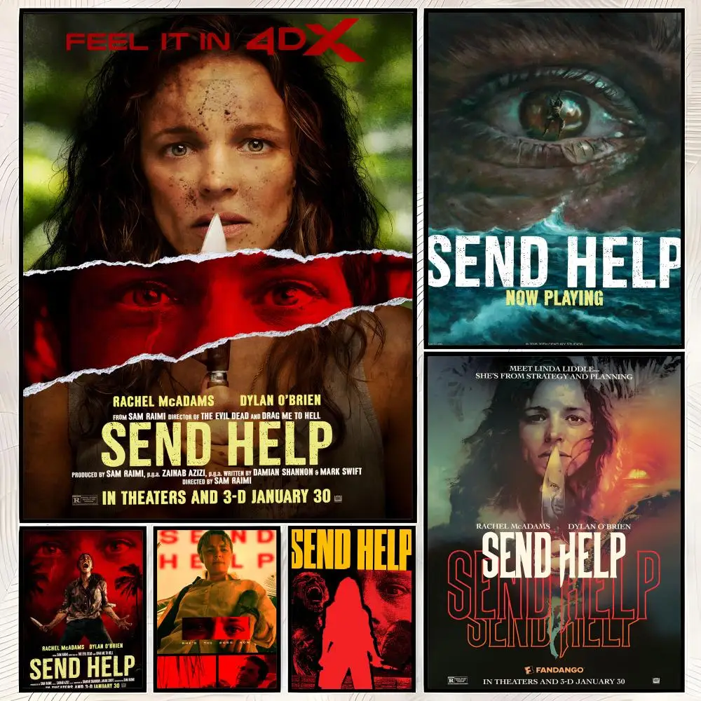 Theme S-Send Help Poster Self-Stick HD PVC Wall Art Poster, Waterproof Decor for Bedroom, Living Room and Home