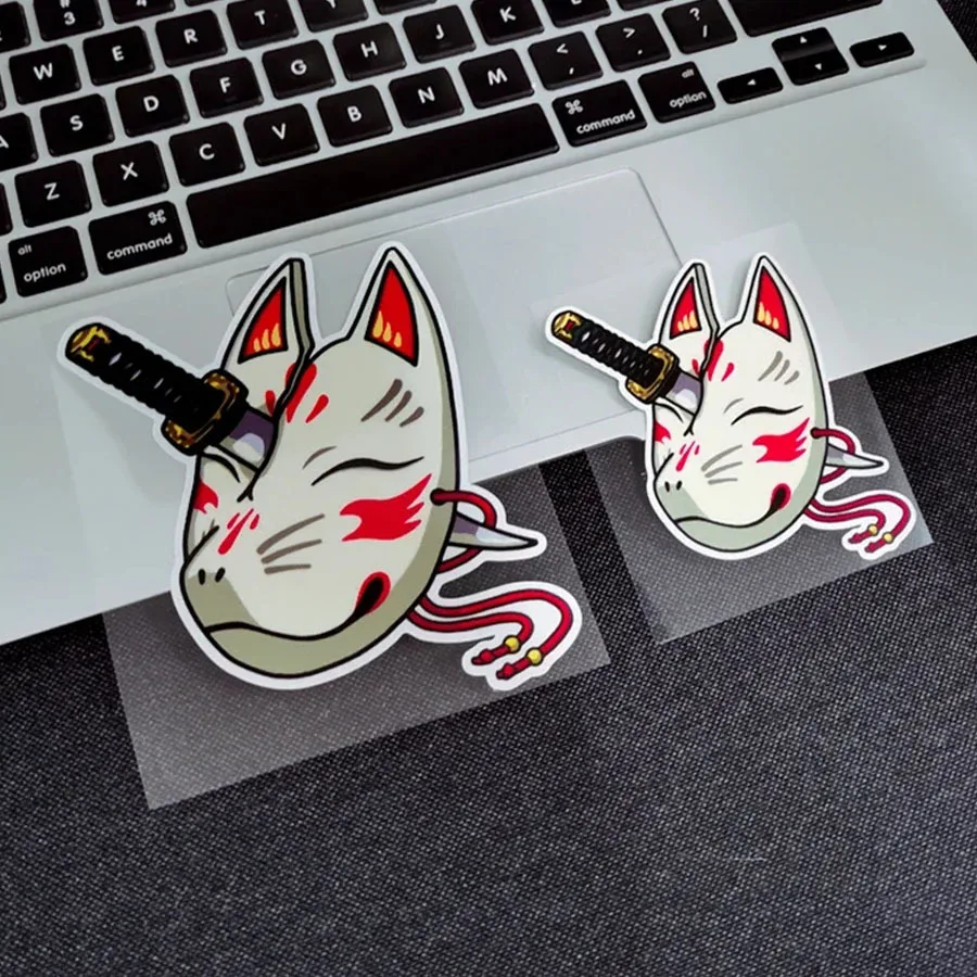 

1pc JDM Japanese Style Fox Mask Sticker Waterproof Vinyl for Tank Window Windshield
