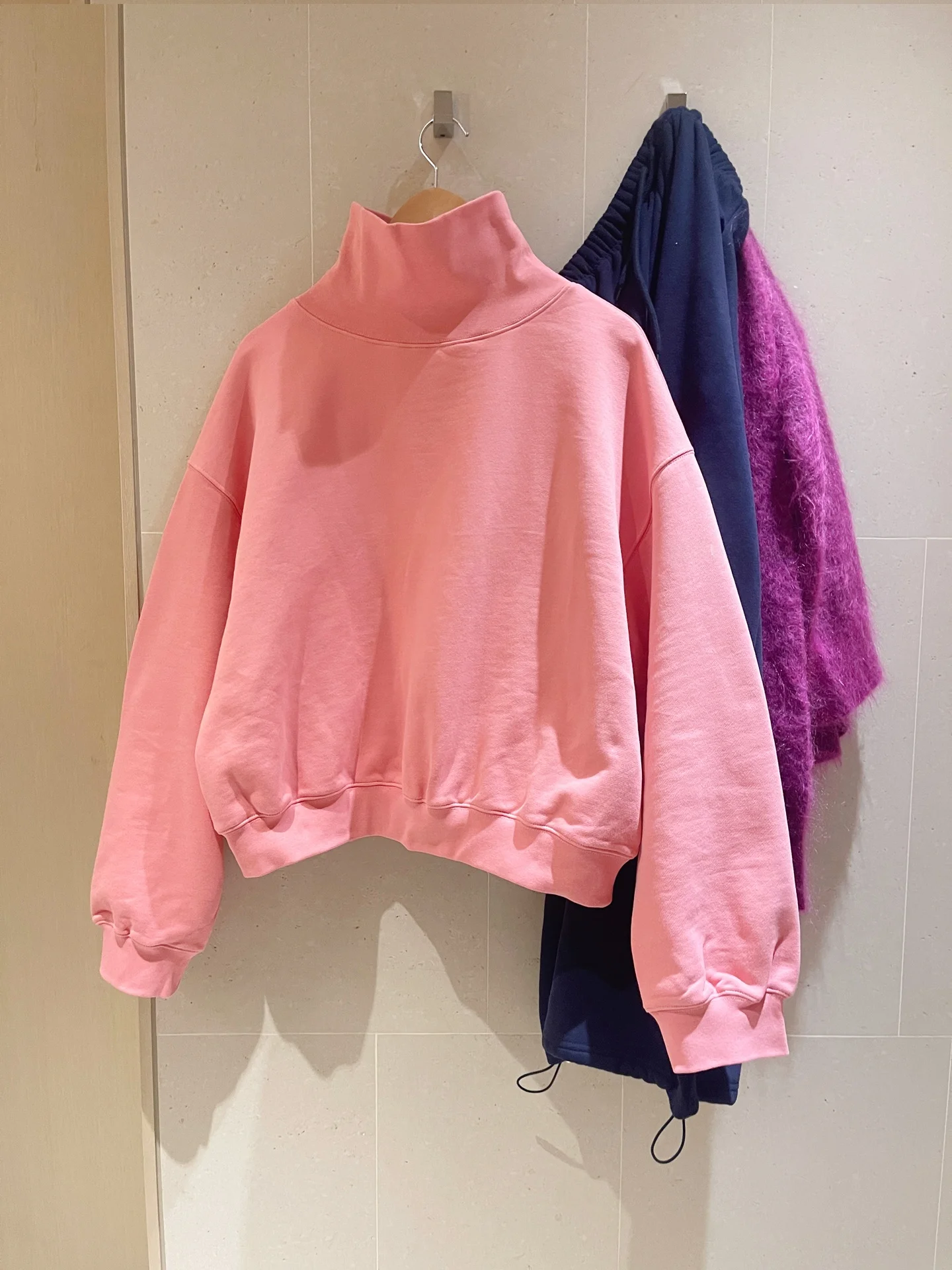 

Свободный крой, корейский свитшот, женская повседневная футболка из 100% хлопка с высоким воротником, удобный топ для повседневной носки