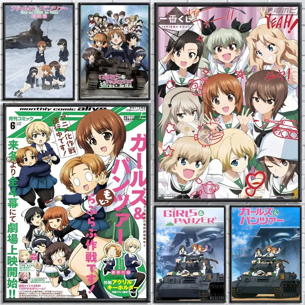 Game Girls Und Panzer Poster Poster Wall Sticker Waterproof Self Adhesive HD Art  Bedroom Bar Decor