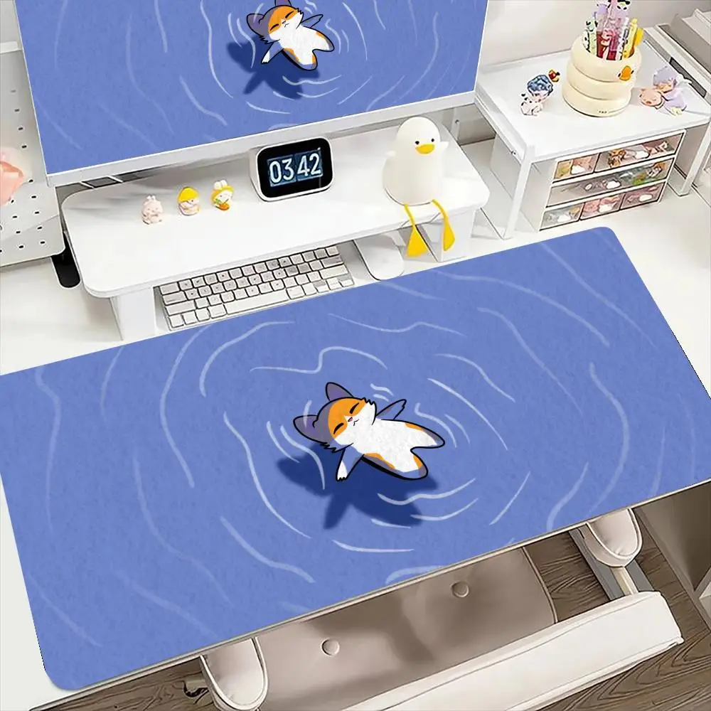 

Cartoon Water Cat Mouse Pad Large Anti-Slip Rubber Gaming MousePad XXL Durable Table Pads Seam Edge Office Gamer Long Desk Mat