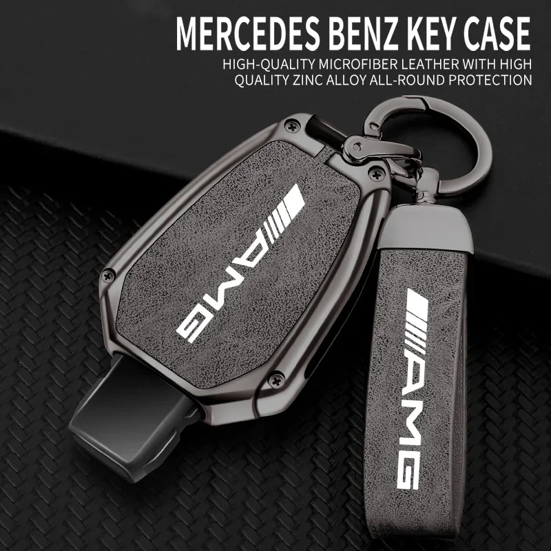 Zinc Alloy Car Flip Key Case Cover For Mercedes Benz A B C S Class AMG GLA CLA GLC W176 W221 W204 W205 Leather Shell Fob Holder