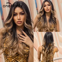 oneNonly Honey Blonde Lace Front Wigs for Women Long Brown Lace Wigs for Women Daily Natural Hair Resistant Fiber